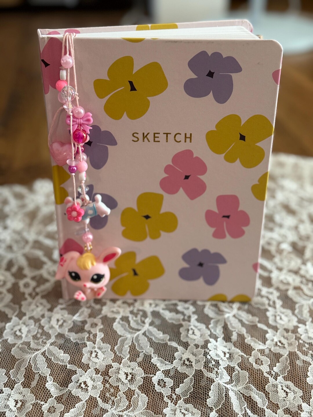 Pink Beaded Paper Clip Bookmark: Puppy, Flower & LPS Charms - Etsy