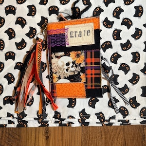 Halloween Junk Journal: Handmade Fabric Journal with Vintage Ephemera
