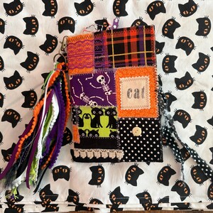 Halloween Junk Journal: Handmade Holiday Cat Fabric Journal