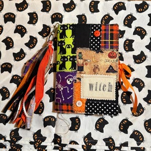Handmade Halloween Junk Journal: Spooky Theme Fabric Journal
