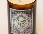 Monkey 47 Gin bottle Candle scented with juniper and seaweed, gin and tonic, gin lover gift