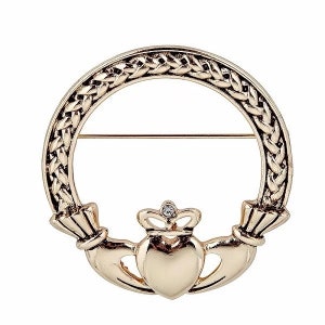 Woven Gold Claddagh Brooch