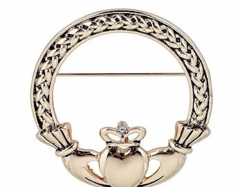 Woven Gold Claddagh Brooch