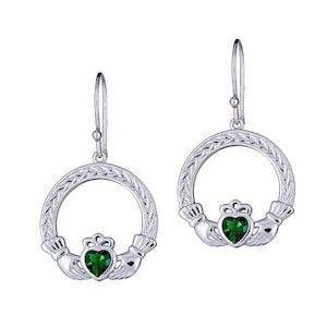 Emerald Claddagh Woven Earrings