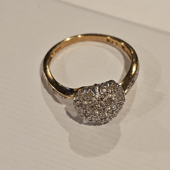 Vintage .25ct Diamond Puffed Heart Ring 10k Yello… - image 8