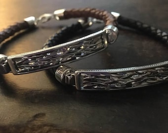 Men's Sterling Silver Celtic Knot Leather Bracelet – Irish Jewelry