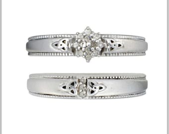 Celtic Trinity Diamond Bridal Engagement Ring & Wedding Band Set