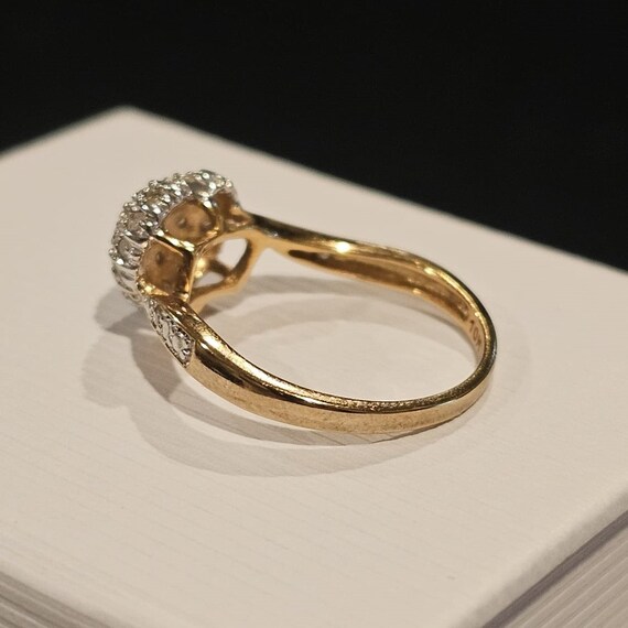 Vintage .25ct Diamond Puffed Heart Ring 10k Yello… - image 3