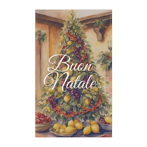 Tea Towels (cotton, poly) Italian Christmas Tree Buon Natale Merry Christmas in Italian Dish Towel Italian Holiday Decor Christmas Decor