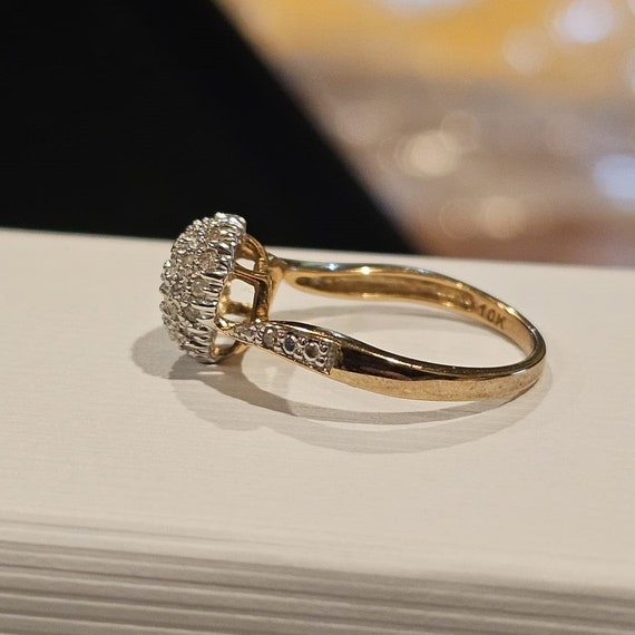 Vintage .25ct Diamond Puffed Heart Ring 10k Yello… - image 4