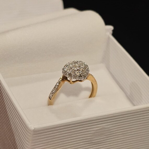 Vintage .25ct Diamond Puffed Heart Ring 10k Yello… - image 5