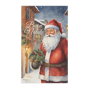 Tea Towels (cotton, poly) Italian Santa Claus Buon Natale Merry Christmas in Italian Dish Towel Italian Holiday Decor Christmas Decor