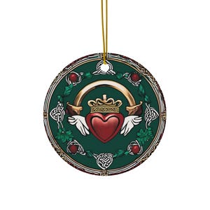 Ceramic Christmas Ornament Irish Celtic Claddagh Ornament Holiday Gift Keepsake for Holiday Claddagh Decor