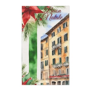 Tea Towels Italian Villa Colors of Italy Buon Natale Merry Christmas in Italian Dish Towel Italian Holiday Decor Christmas Decor