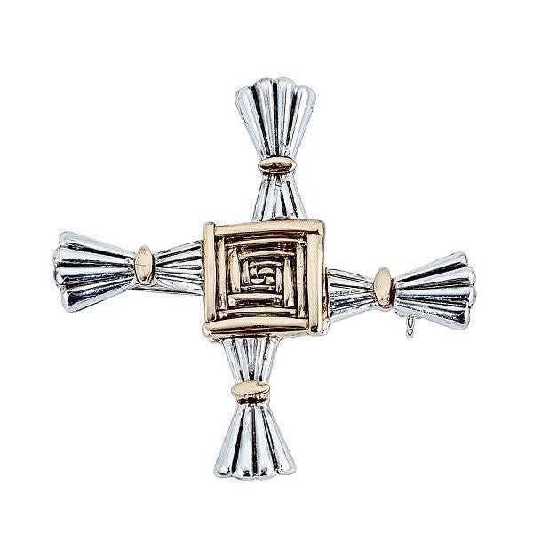 St. Brigid Cross Brooch - Feast of St Brigid Brooch - Patron Saint of Ireland