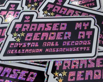 i transed my gender holo glitter ppg y2k inspired sticker