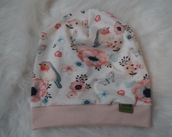 Beanie hat flowers/bird versch. Sizes available!