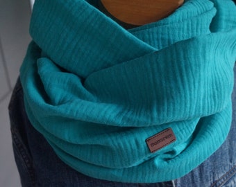 Loop scarf petrol plain loop petrol colored tube scarf