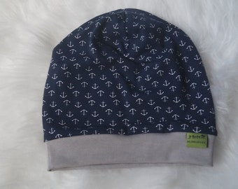 Beanie-Mütze Anker  marineblau grau