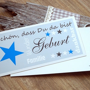 3 Stück Geburtskarten Karte Postkarte Geburt Junge 3-er Set