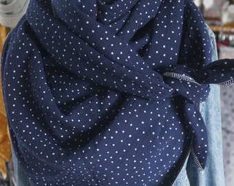 XXL triangle cloth muslin dots cloth dark blue white