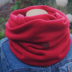Winter loop scarf red loop scarf fleece red colored cuddly loop