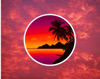 Sticker | Beach Sunset | Water Bottles, Laptops, Etc.