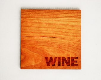 Wine Coasters - Modern Drinkware - Cherry - Wood Coasters - Set of 4 Wine Coasters - Housewarming - Hostess Gift -Home Decor - Wine Lovers