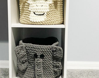 Monkey and Elephant Baskets - Nursery Baby Basket - Circus Forest Jungle Animals - Storage