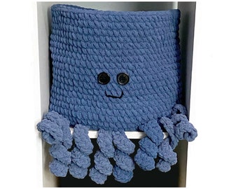 CROCHET PATTERN: Octopus Basket - Nursery Baby Basket - Ocean Animals - Woodland Forest - Blue - Storage