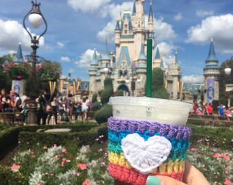 Rainbow Heart Cup Cozy