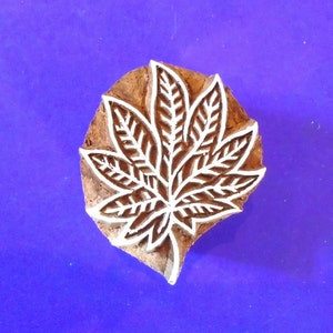 Leaf Hand Carved Indian Print Block Textile Clay Pottery Wood Stamp