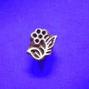 Small Wood Flower Stamp Hand Carved Fabric henna Textile Printing Block SMBX1