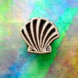 Seashell Wood Stamp Hand Carved Scalloped Shell Fabric Textile Pottery Clay Indian Print Block