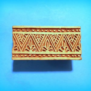 Border Wood Floral Geometric Stamp Hand Carved Printing Block for Clay Textile Pottery Batik