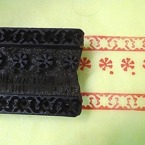 Hand Carved Old Indian Print Block Antique Vintage Large Wood Geometric Fabric Pottery Textile Batik Clay Border Stamp (V43)