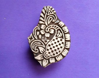 Abstract Paisley Hand Carved Textile Fabric Clay Wood Stamp Indian Print Block