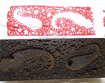 Vintage Border Paisley Leaf Wood Antique Hand Carved Old Indian Fabric Textile Pottery Clay Print Block Stamp VBX3