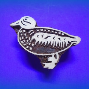 Duck Bird Hand Carved Wood Stamp Fabric Textile Clay Pottery  Indian Print Block