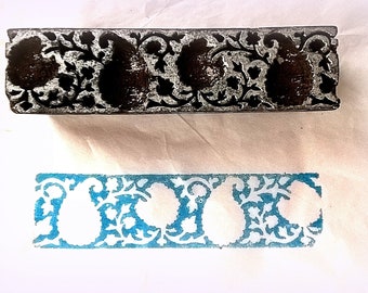 Antique Vintage Large Border Wood Floral Paisley Stamp Hand Carved Old Indian Print Block (VBX1)