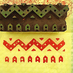 Geometric Zigzag Antique Vintage Large Wood Textile Clay Border Stamp Hand Carved Old Indian Print Block (V117)