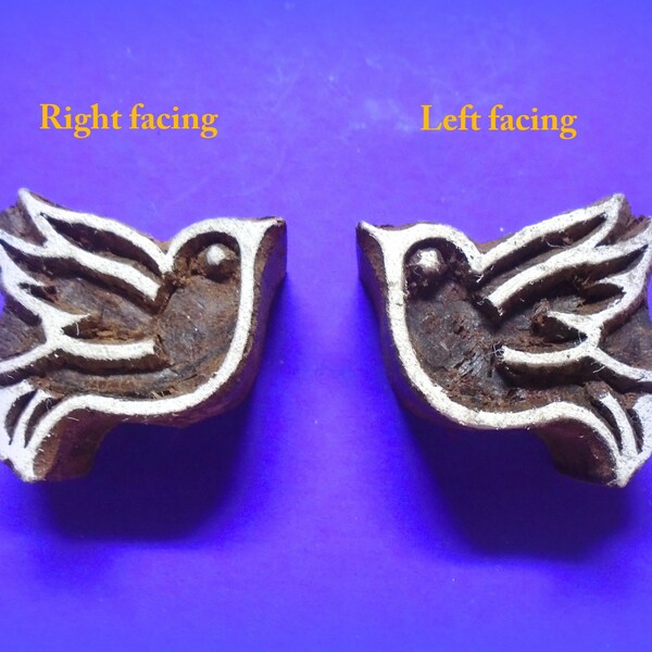 Dove Bird 2 inch Hand Carved Wood Pottery Textile Clay Fabric Stamp  Indian Printing Block