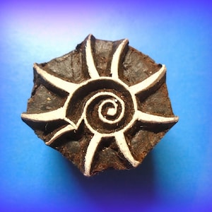 Sea Shell Spiral Wood Stamp Hand Carved Fabric Textile Indian Print Block
