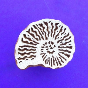 Sea Shell Spiral Wood Stamp Hand Carved Fabric Textile Indian Print Block A301