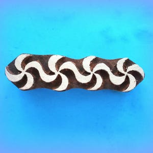 Spiral Swirl Border Wood Stamp Hand Carved Indian Print Block (B28)