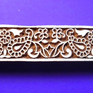 Paisley Floral Border Stamp Wood  Hand Carved Textile Fabric Clay Indian Print Block