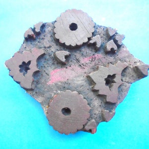Antique Vintage Large Flower Wood Flower Stamp Hand Carved Old Indian Print Block V2
