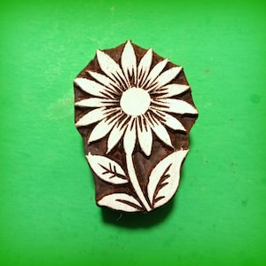 Flower Wooden Hand Carved Stamp Printing Block for Fabric Clay Pottery Textile