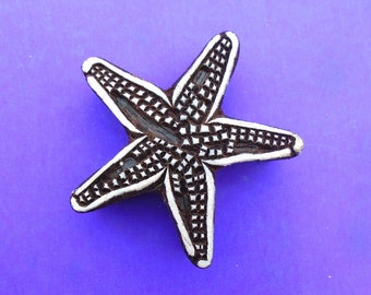 Starfish Large 3 inch Wood Stamp Hand Carved Fabric Textile Pottery Clay Indian Print Block