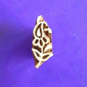 Small Flower Hand Carved Wood Pottery Henna Stamp Indian Printing Block (sm160)